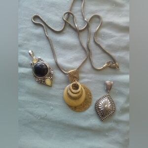 Estate Vintage Necklace With Charms Pendants Gold and Silver Pendant Necklace